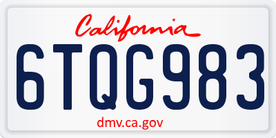 CA license plate 6TQG983
