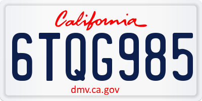 CA license plate 6TQG985