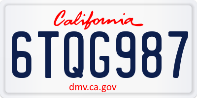 CA license plate 6TQG987