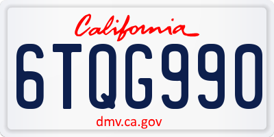 CA license plate 6TQG990