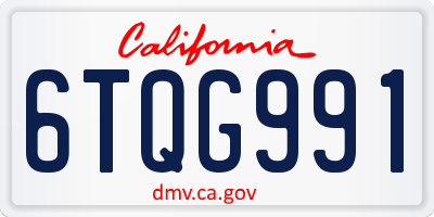 CA license plate 6TQG991