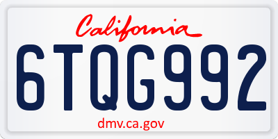 CA license plate 6TQG992