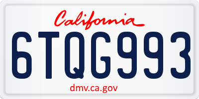 CA license plate 6TQG993