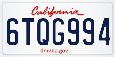 CA license plate 6TQG994