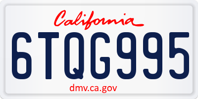 CA license plate 6TQG995