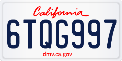 CA license plate 6TQG997