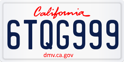 CA license plate 6TQG999
