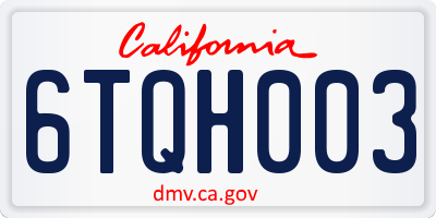 CA license plate 6TQH003