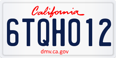 CA license plate 6TQH012