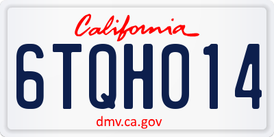 CA license plate 6TQH014