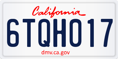 CA license plate 6TQH017