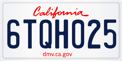 CA license plate 6TQH025