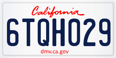 CA license plate 6TQH029