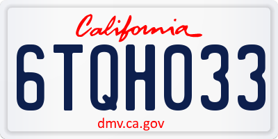 CA license plate 6TQH033