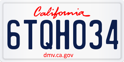 CA license plate 6TQH034