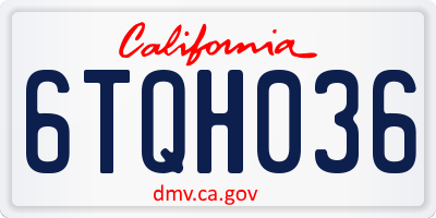 CA license plate 6TQH036