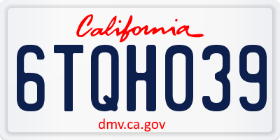 CA license plate 6TQH039