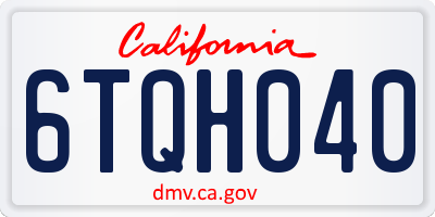 CA license plate 6TQH040