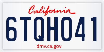 CA license plate 6TQH041