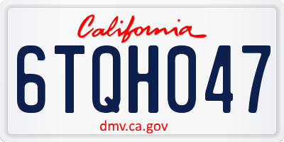 CA license plate 6TQH047