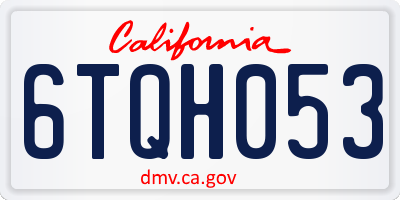 CA license plate 6TQH053