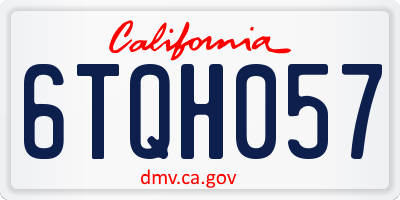 CA license plate 6TQH057