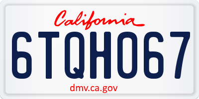 CA license plate 6TQH067