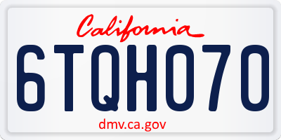 CA license plate 6TQH070