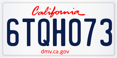 CA license plate 6TQH073