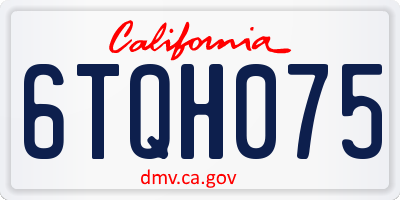 CA license plate 6TQH075