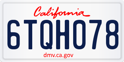 CA license plate 6TQH078
