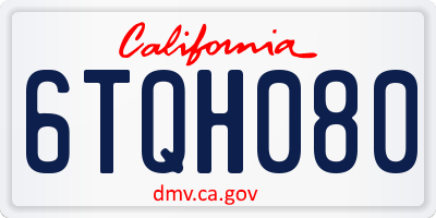 CA license plate 6TQH080