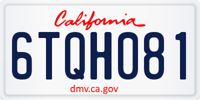 CA license plate 6TQH081