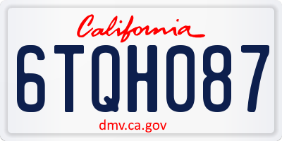 CA license plate 6TQH087
