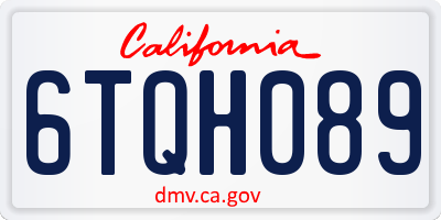 CA license plate 6TQH089
