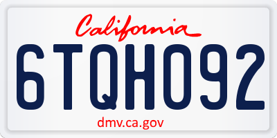 CA license plate 6TQH092
