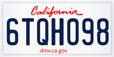 CA license plate 6TQH098