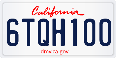CA license plate 6TQH100