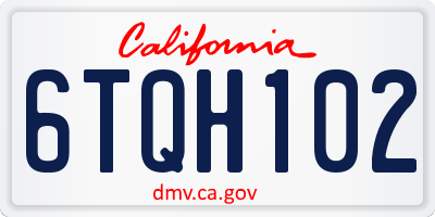 CA license plate 6TQH102