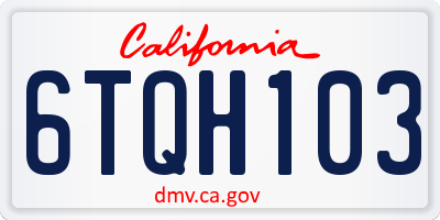 CA license plate 6TQH103