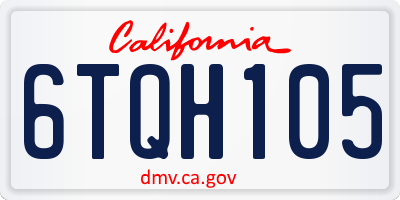 CA license plate 6TQH105