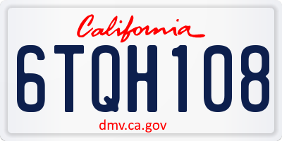 CA license plate 6TQH108
