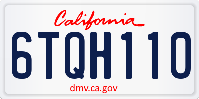 CA license plate 6TQH110