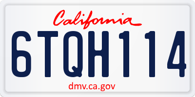 CA license plate 6TQH114