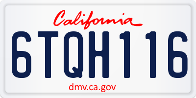 CA license plate 6TQH116