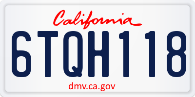 CA license plate 6TQH118