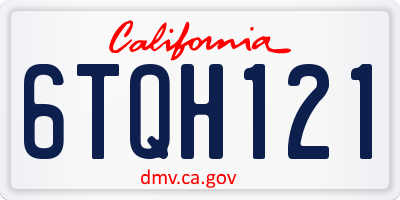 CA license plate 6TQH121