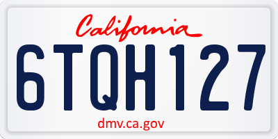 CA license plate 6TQH127