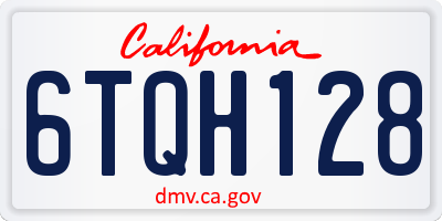 CA license plate 6TQH128