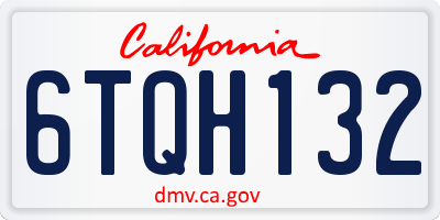 CA license plate 6TQH132